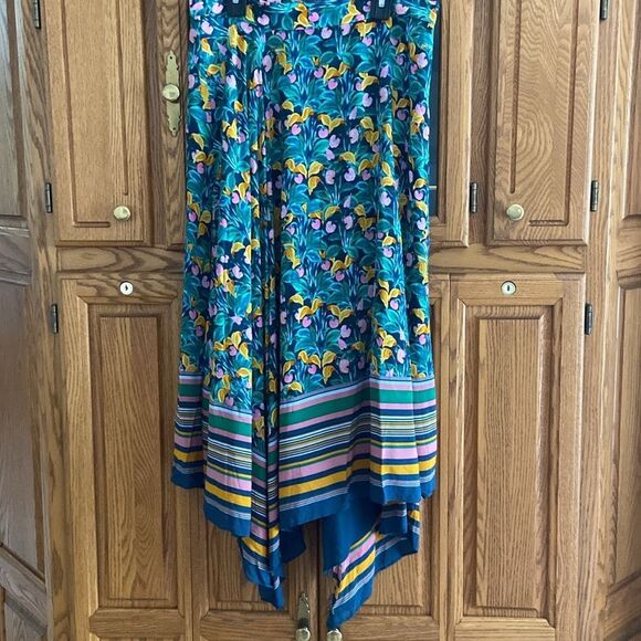 Diane Von Furstenberg Denver Tropical Floral Silky Midi Asymmetrical Hem Skirt - Picture 8 of 16